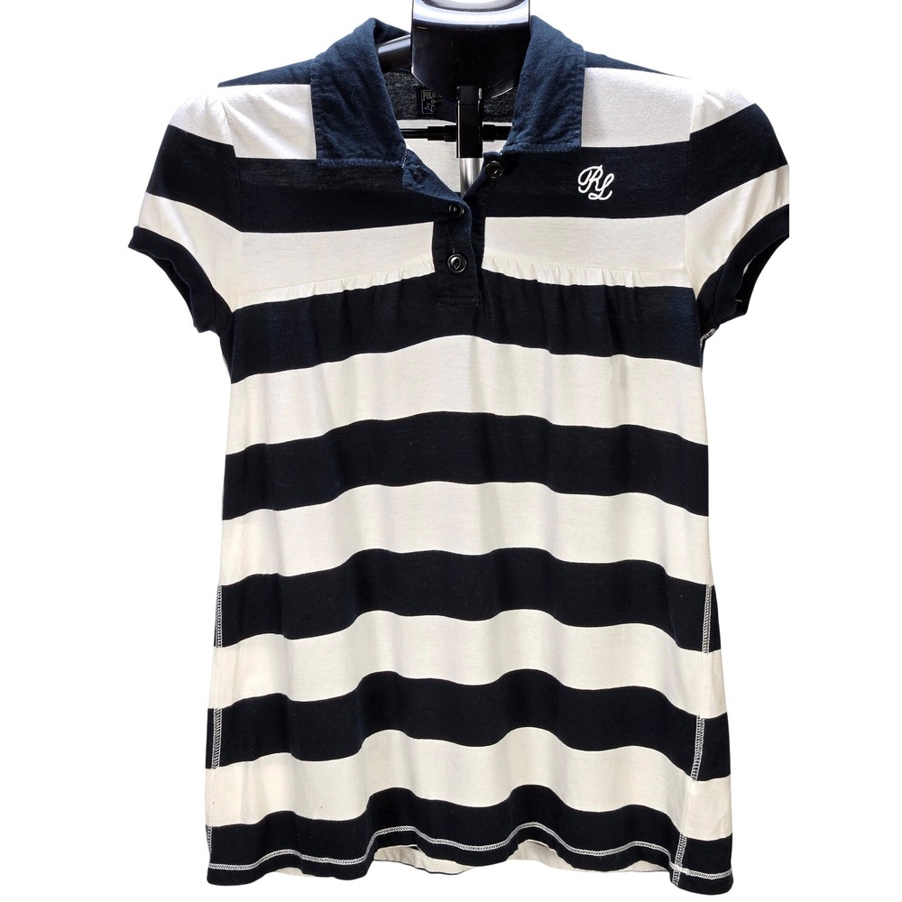 Women's Vintage Y2K Polo Ralph Lauren‎ Striped Empire Waist Polo Preppy Heritage